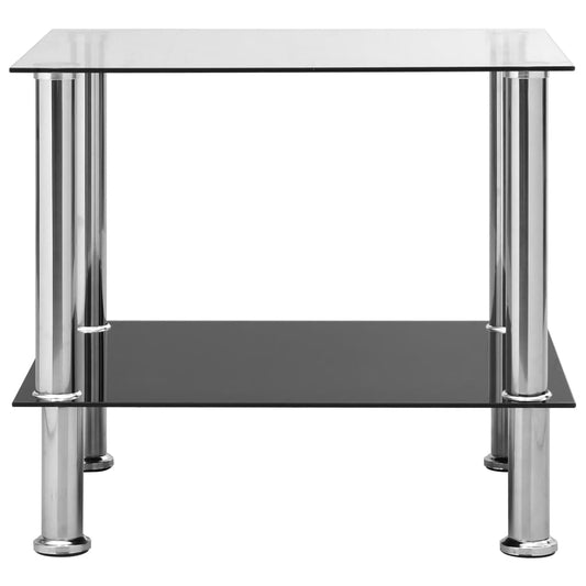 Side Table | Transparent | Tempered Glass, Stainless Steel | Compact