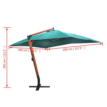40079 vidaXL Floating Parasol Melia 300 x 400 cm Green