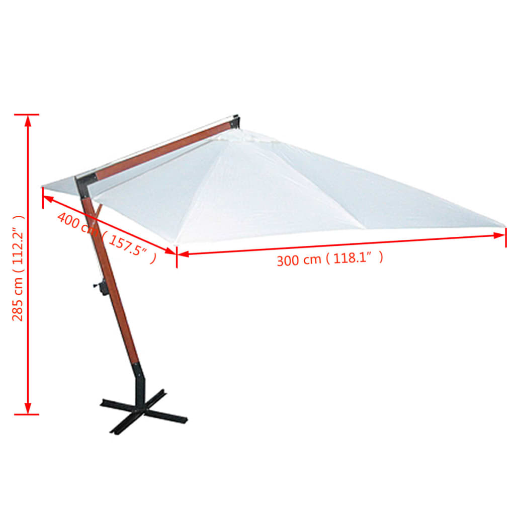 Garden Parasol 300 x 400 cm White