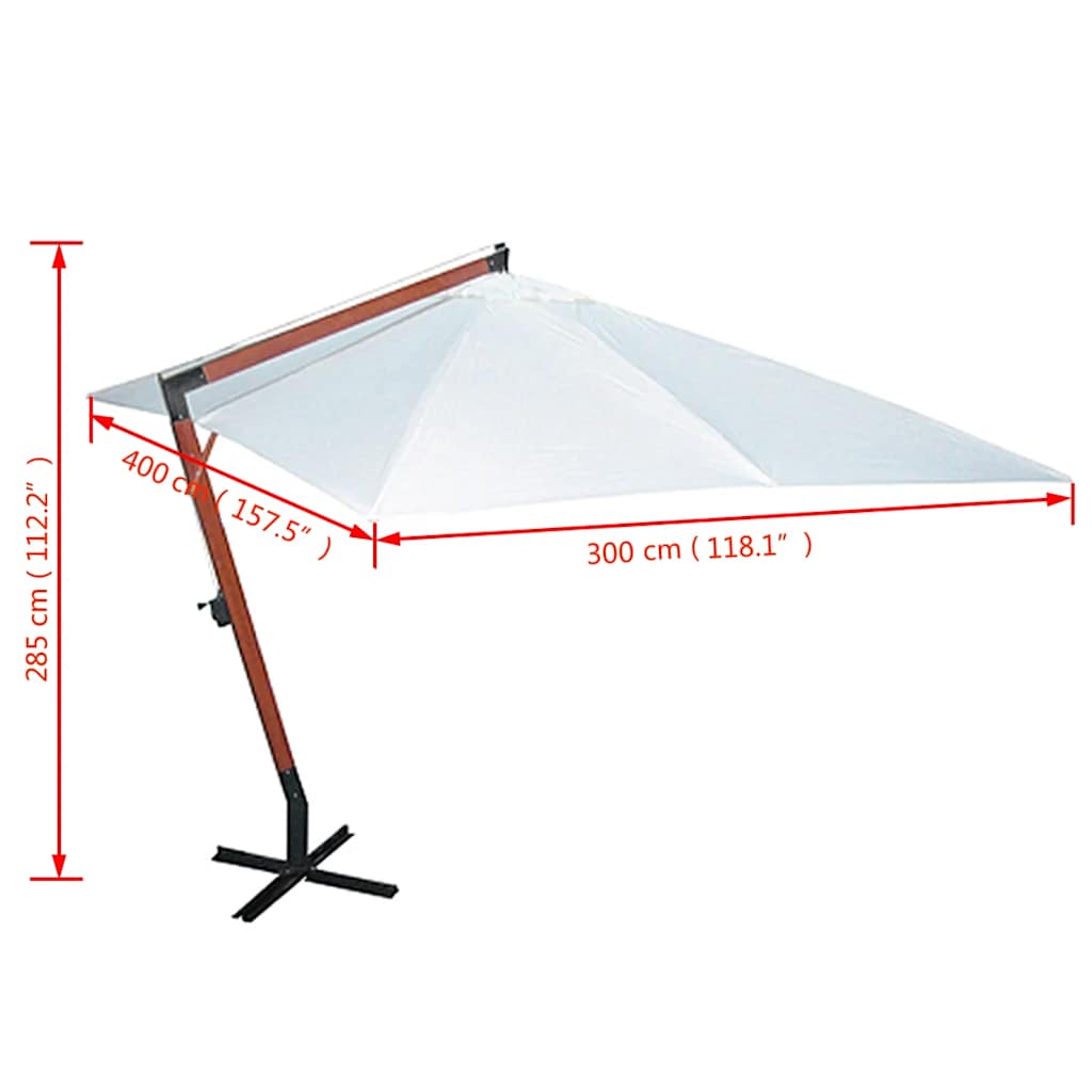 40081 vidaXL Parasol 300 x 400 cm White
