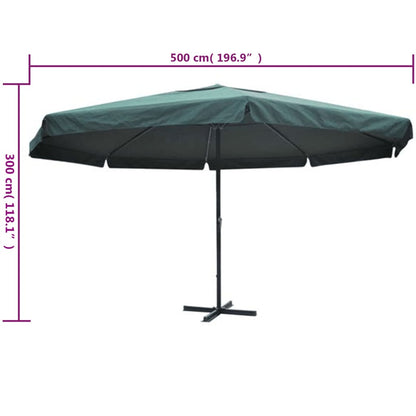 Garden Parasol | Green | Aluminium, Polyester | Large | Height-Adjustable