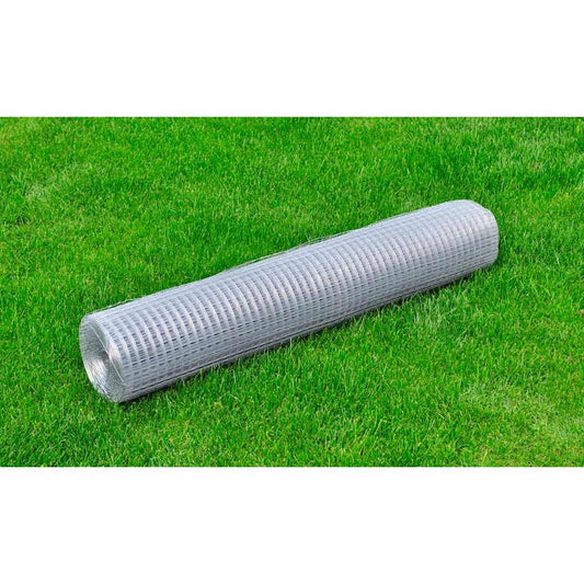 140117 vidaXL Mesh Fence Galvanised Steel Square 1x25 m Silver