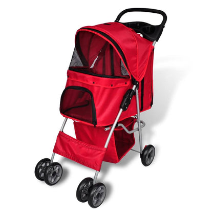 Folding Pet Stroller Dog/Cat Travel Carrier Red
