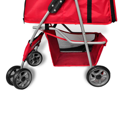 Folding Pet Stroller Dog/Cat Travel Carrier Red
