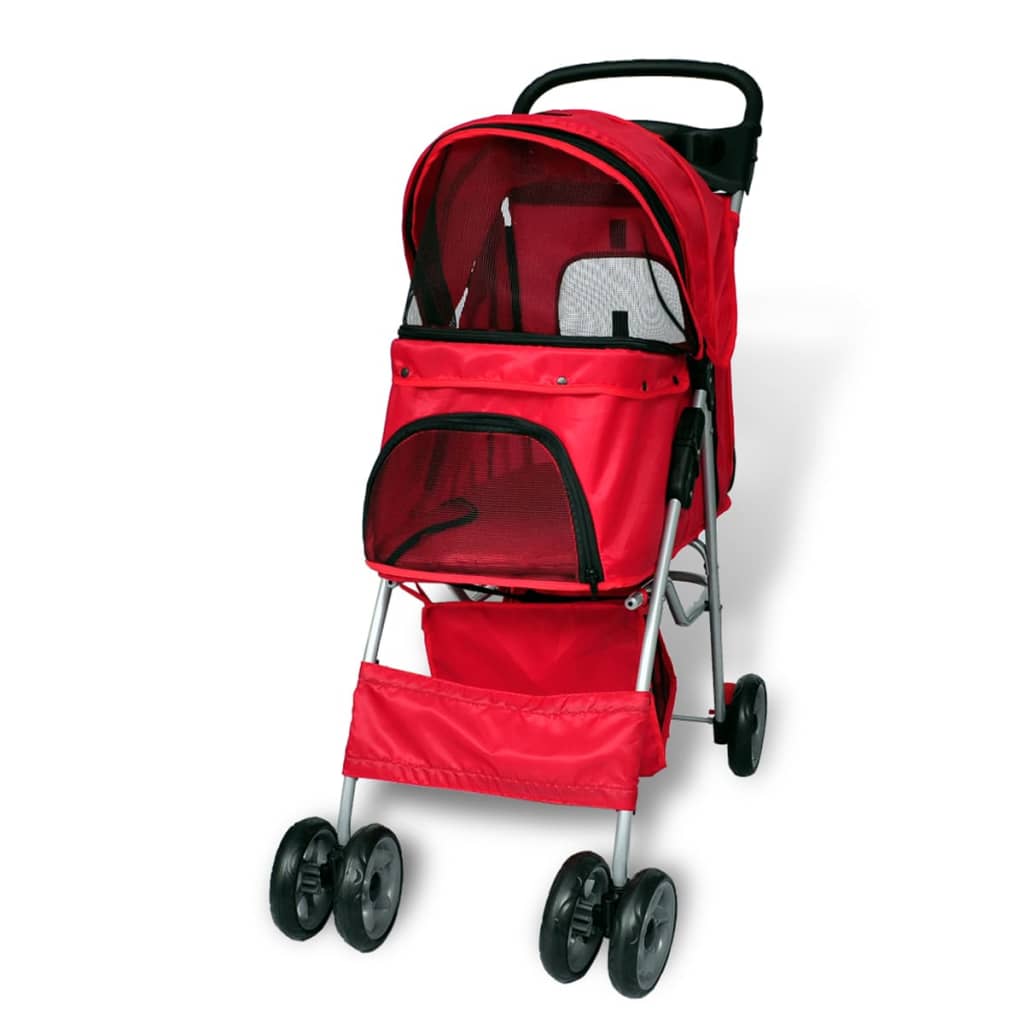 Folding Pet Stroller Dog/Cat Travel Carrier Red