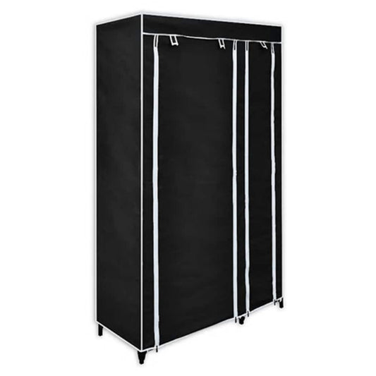 Folding Wardrobe | Black | Fleece fabric cover and steel tube frame