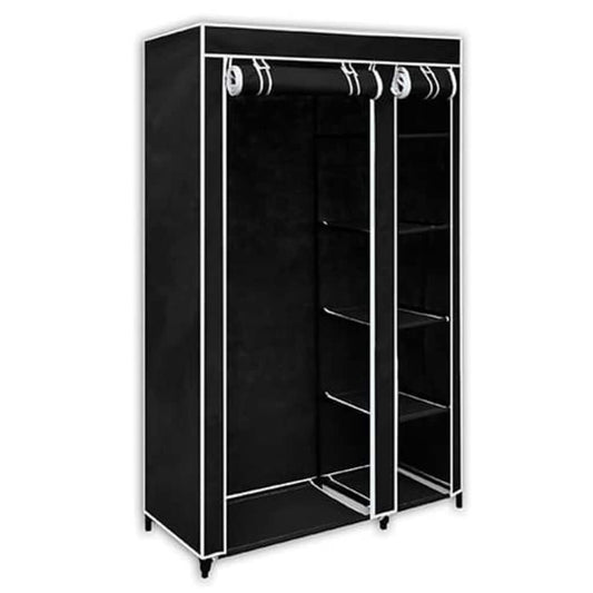 Folding Wardrobe | Black | Fleece fabric cover and steel tube frame