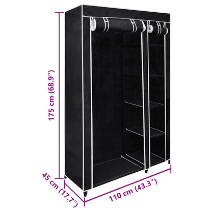 Folding Wardrobe Black 110x45x175 cm