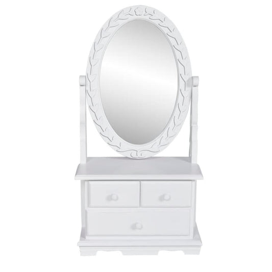Vanity Table | Soft White | MDF | Compact | Vanity Table | Oval | Vintage