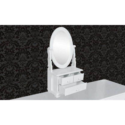 Vanity Table | Soft White | MDF | Compact | Vanity Table | Oval | Vintage