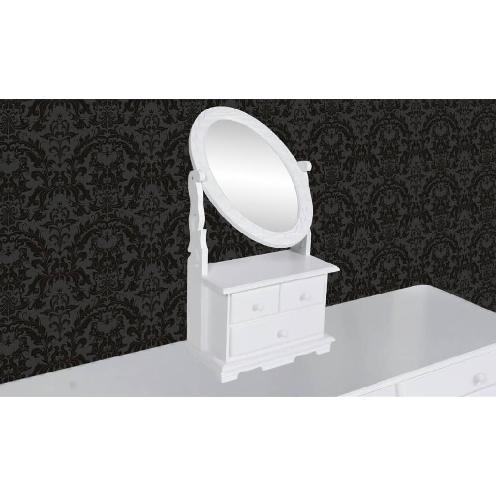 Vanity Table | Soft White | MDF | Compact | Vanity Table | Oval | Vintage