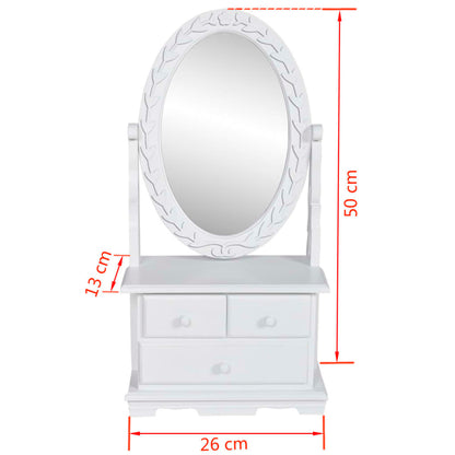 Vanity Table | Soft White | MDF | Compact | Vanity Table | Oval | Vintage