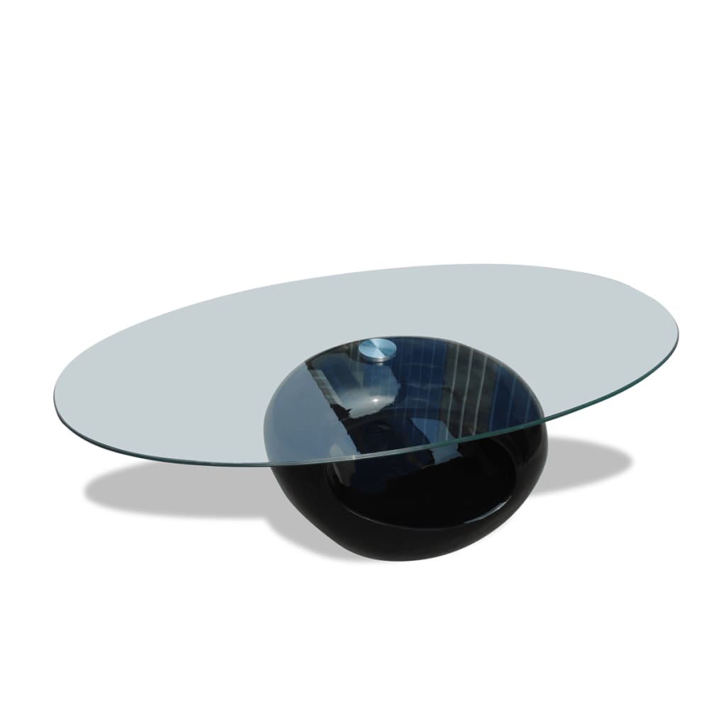 Coffee Table | High Gloss Black | Tempered glass, Fiberglass | Medium