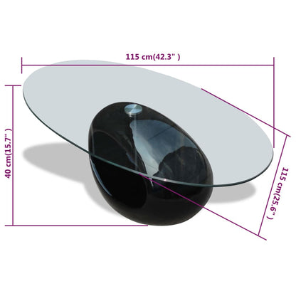 Coffee Table | High Gloss Black | Tempered glass, Fiberglass | Medium