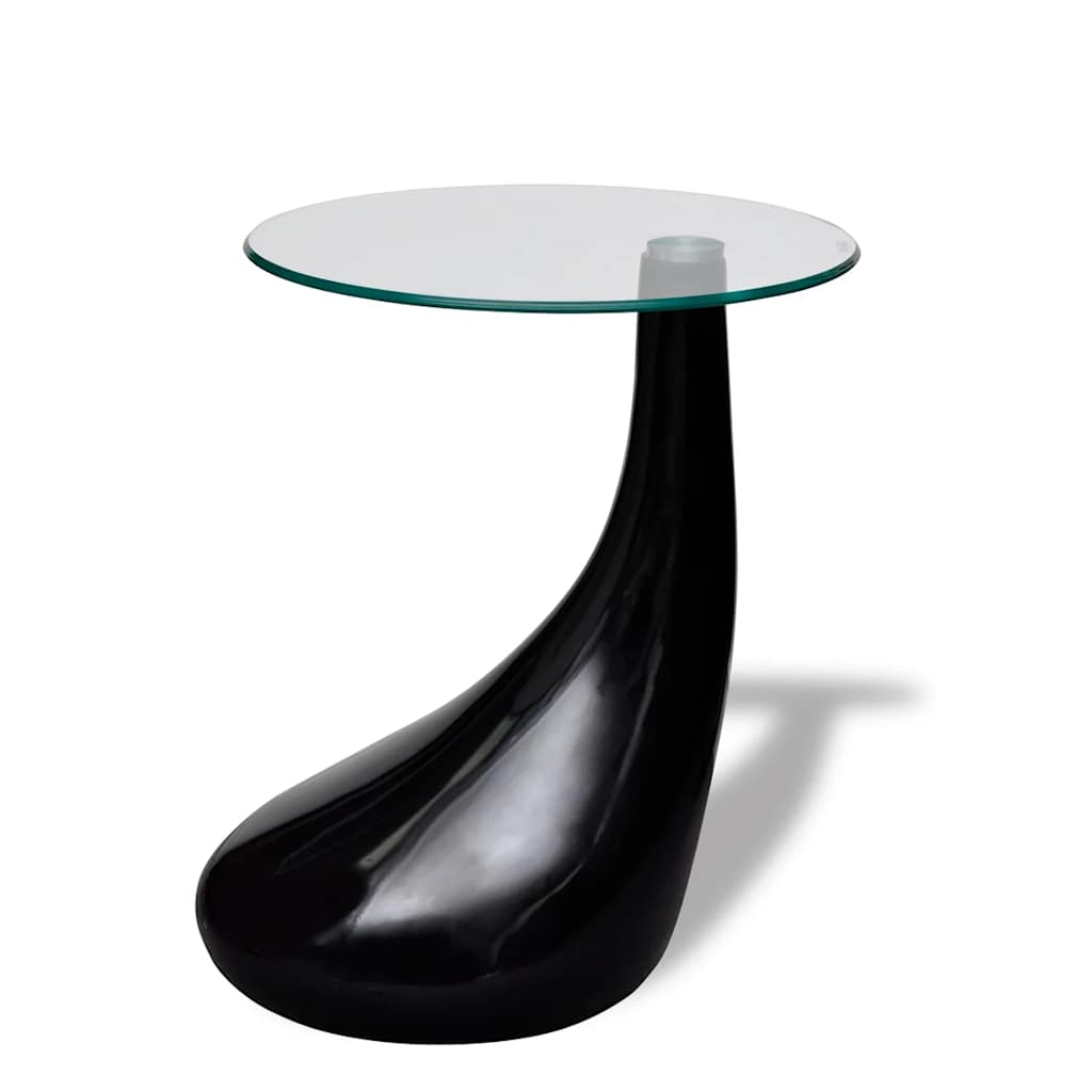 Coffee Table | High-Gloss Black | Fiberglass and Tempered Glass | Small