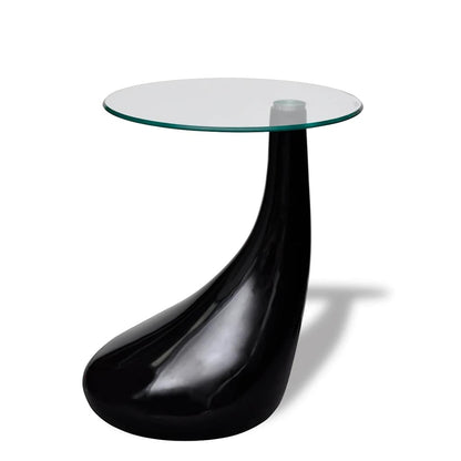 Coffee Table | High-Gloss Black | Fiberglass and Tempered Glass | Small