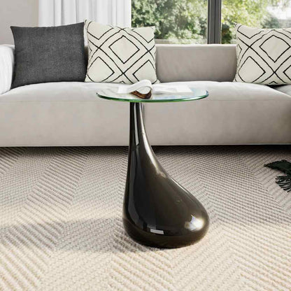 Coffee Table | High-Gloss Black | Fiberglass and Tempered Glass | Small