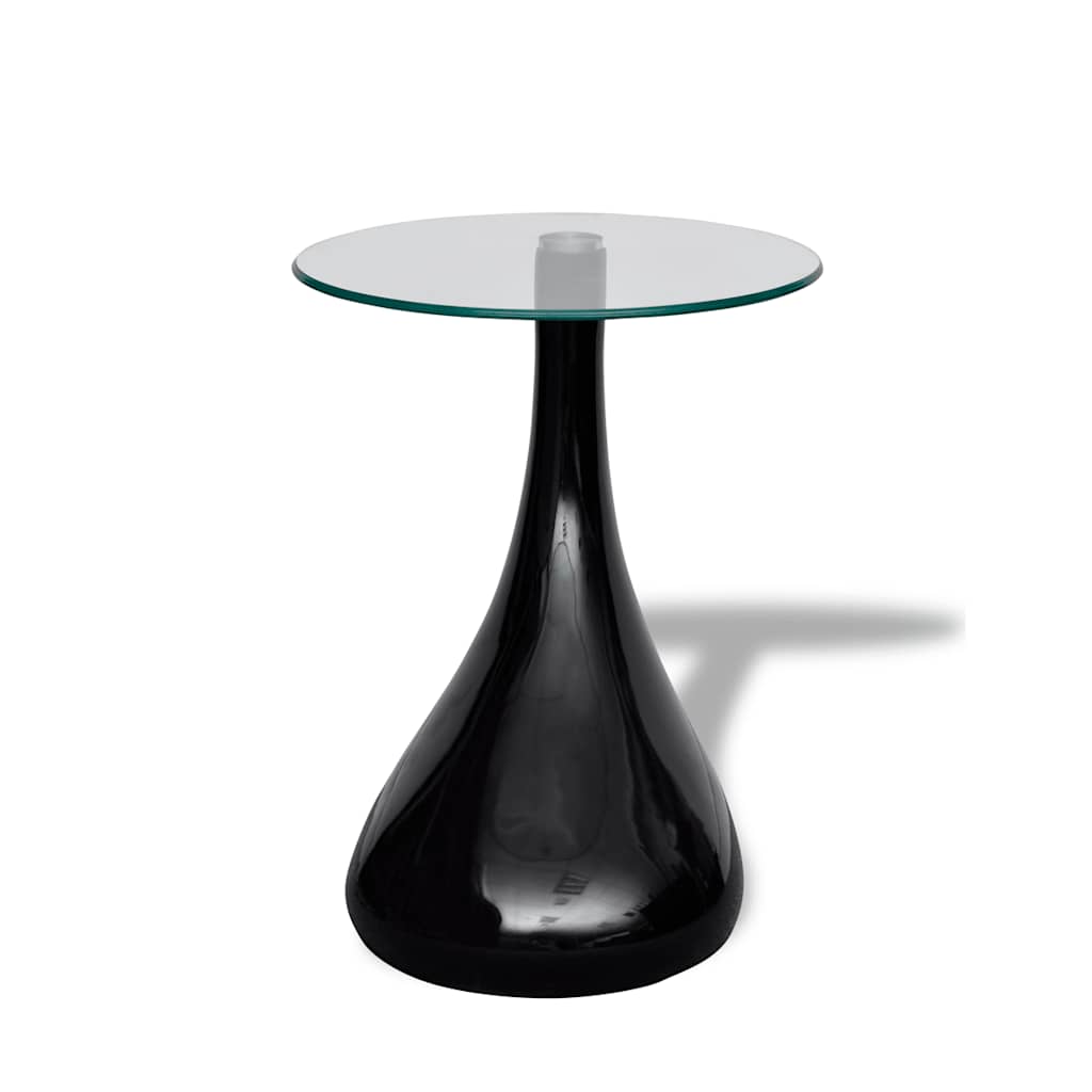 Coffee Table | High-Gloss Black | Fiberglass and Tempered Glass | Small