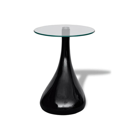 Coffee Table | High-Gloss Black | Fiberglass and Tempered Glass | Small