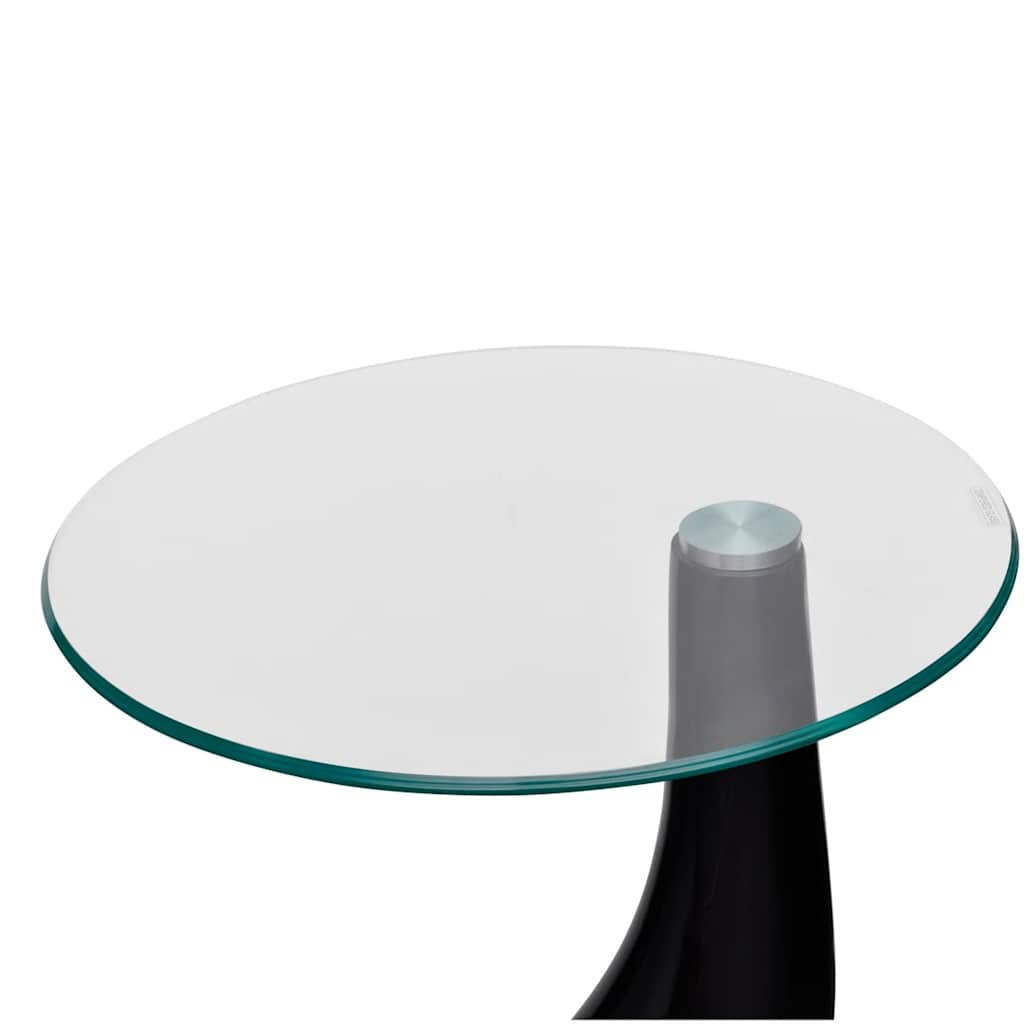 Coffee Table | High-Gloss Black | Fiberglass and Tempered Glass | Small