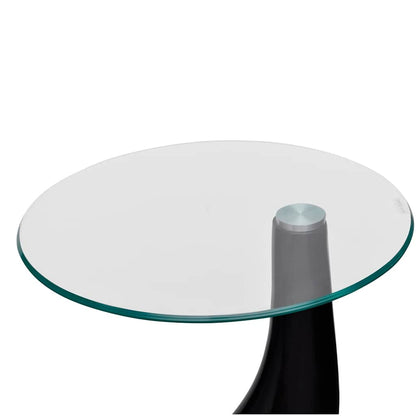 Coffee Table | High-Gloss Black | Fiberglass and Tempered Glass | Small