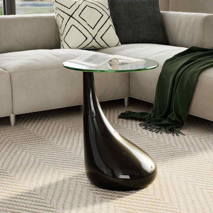Coffee Table | High-Gloss Black | Fiberglass and Tempered Glass | Small