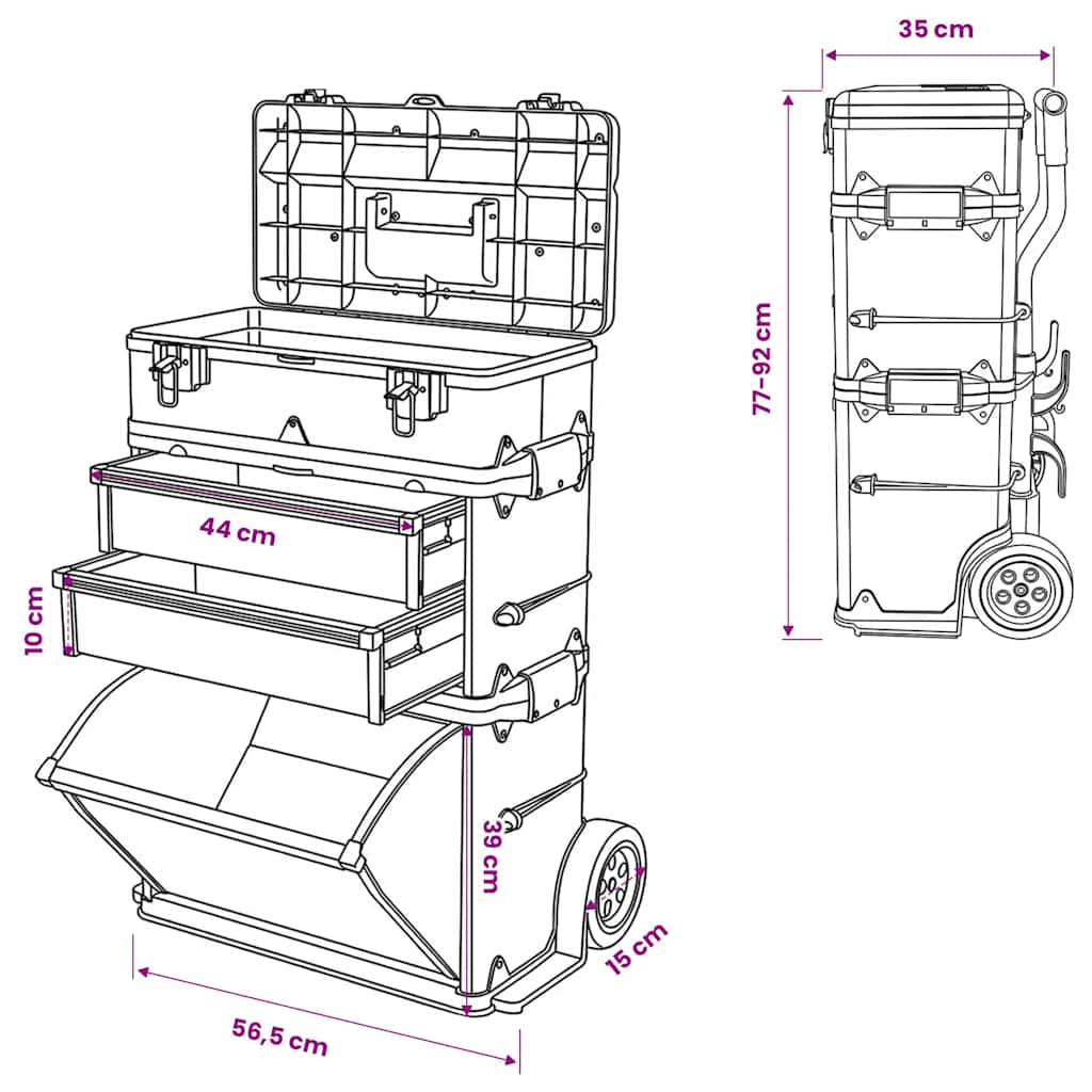 3-Part Rolling Tool Box replaces 140174