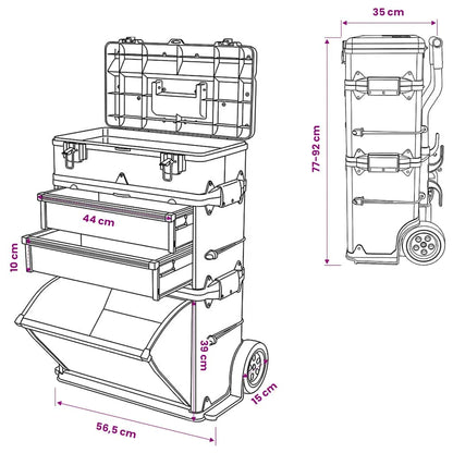3-Part Rolling Tool Box replaces 140174