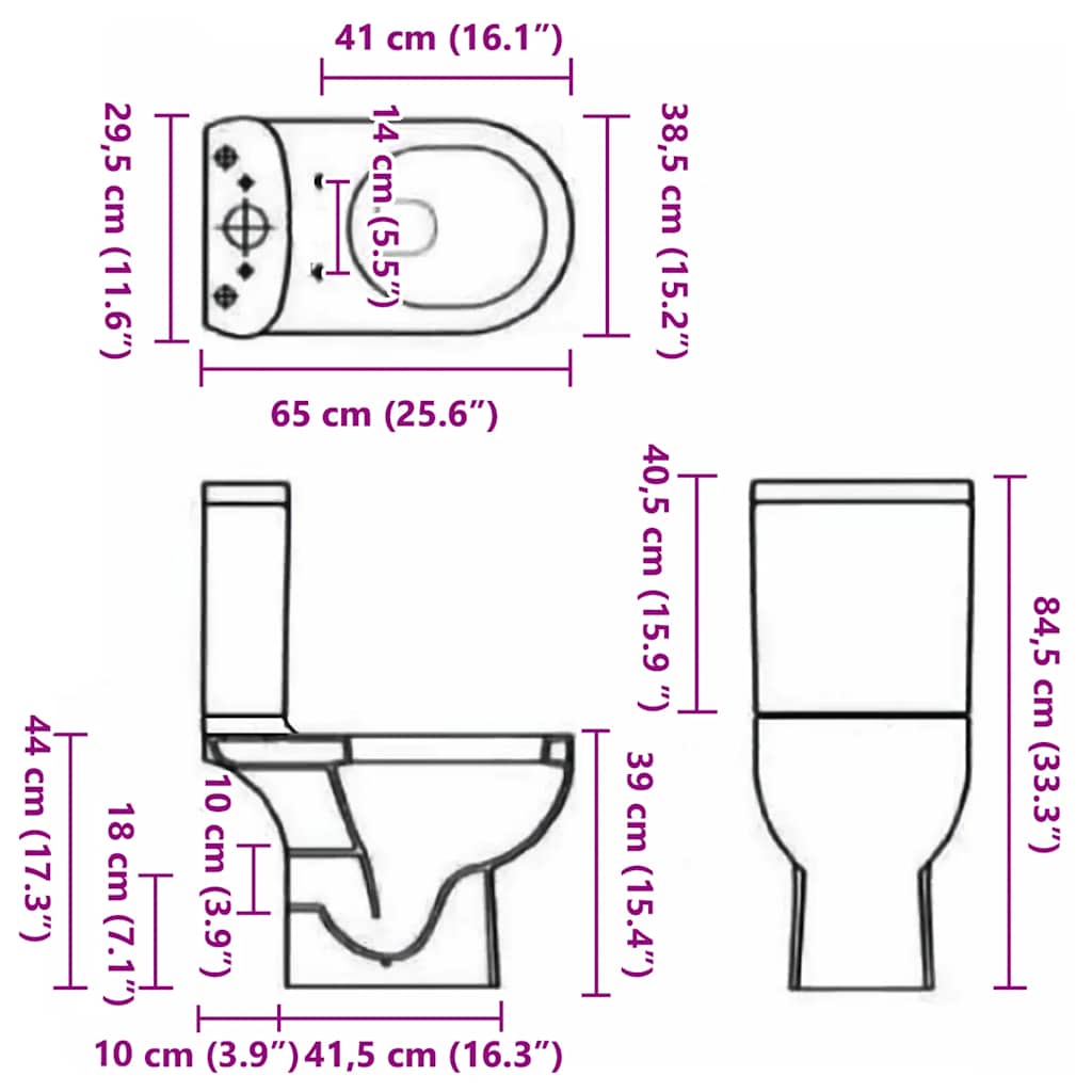 Ceramic Toilet Back Water Flow White