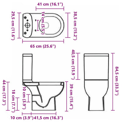 Ceramic Toilet Back Water Flow White