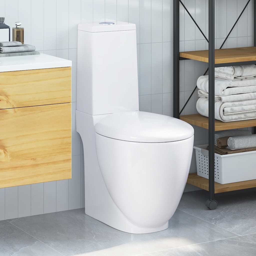 Ceramic Toilet Back Water Flow White