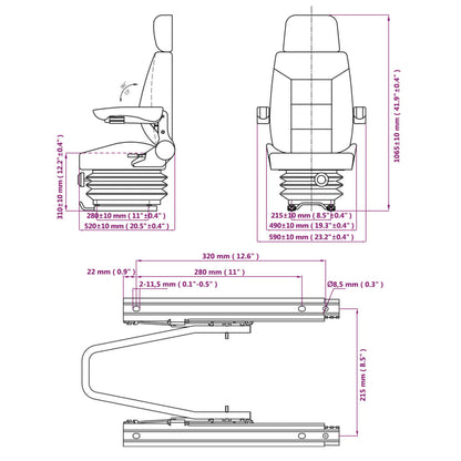 Tractor Seat | Black | Steel | Universal fit for tractors