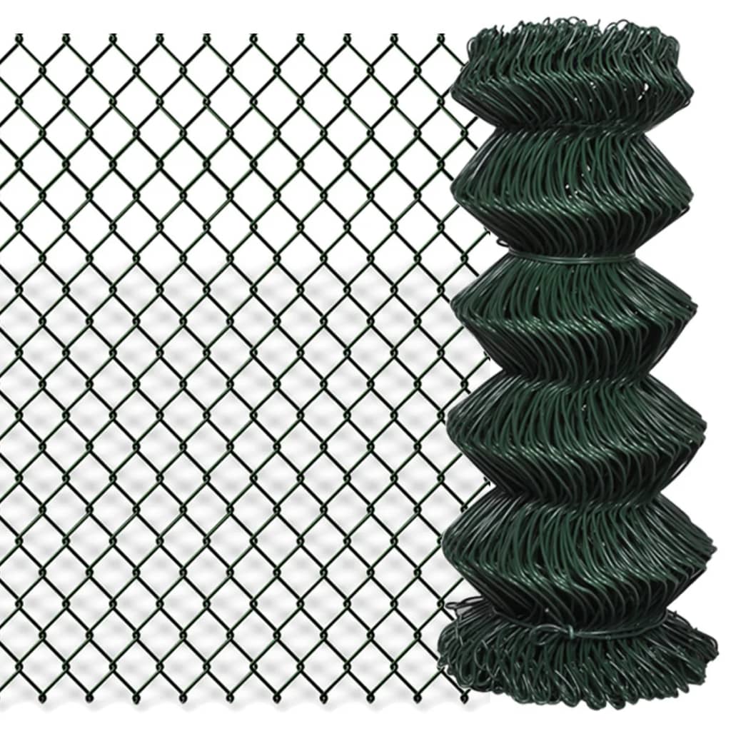 Chain Link Fence Steel 0,8x15 m Green