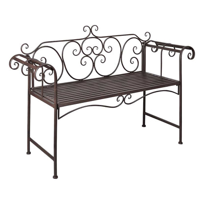 Garden Bench | Antique Brown | Steel | 132 cm | Durable