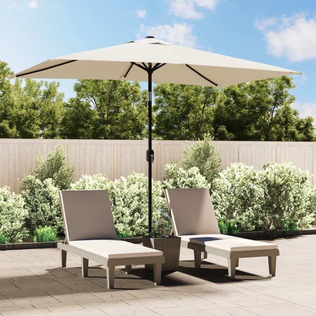 Garden Parasol | Sand White | 100% Polyester, Steel | 200 x 300 cm