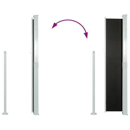 Side Awning | Black | Steel | 160 x 300 cm | Retractable | Patio Awning