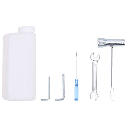 Close-up of the Auger Ground Drill Orange showing its ergonomic anti-vibration handle and drill fix set, designed for comfortable operation.