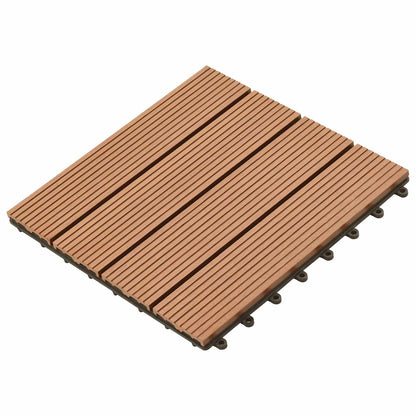 Decking Tile 11 pcs Brown 30 x 30 cm WPC