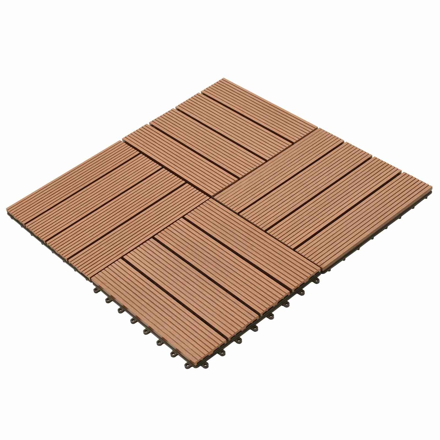 Decking Tile 11 pcs Brown 30 x 30 cm WPC