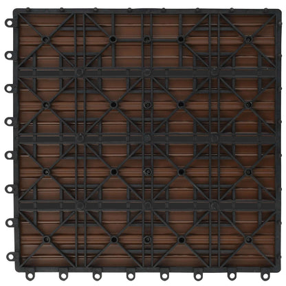 Decking Tile 11 pcs Brown 30 x 30 cm WPC