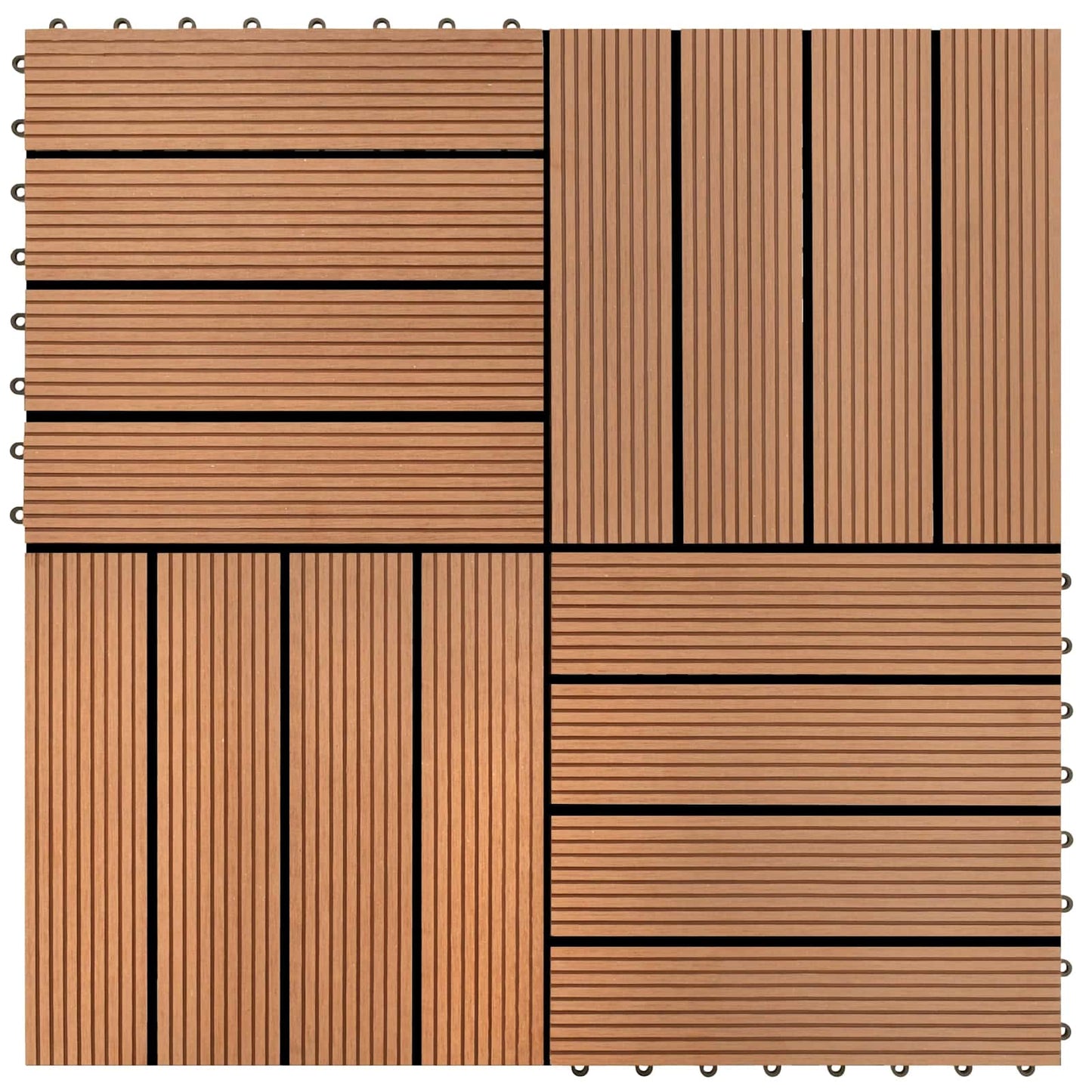 Decking Tile 11 pcs Brown 30 x 30 cm WPC