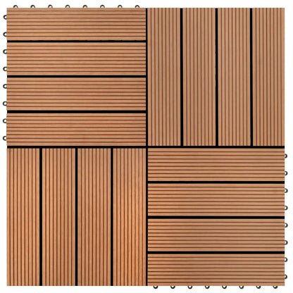 Decking Tile 11 pcs Brown 30 x 30 cm WPC