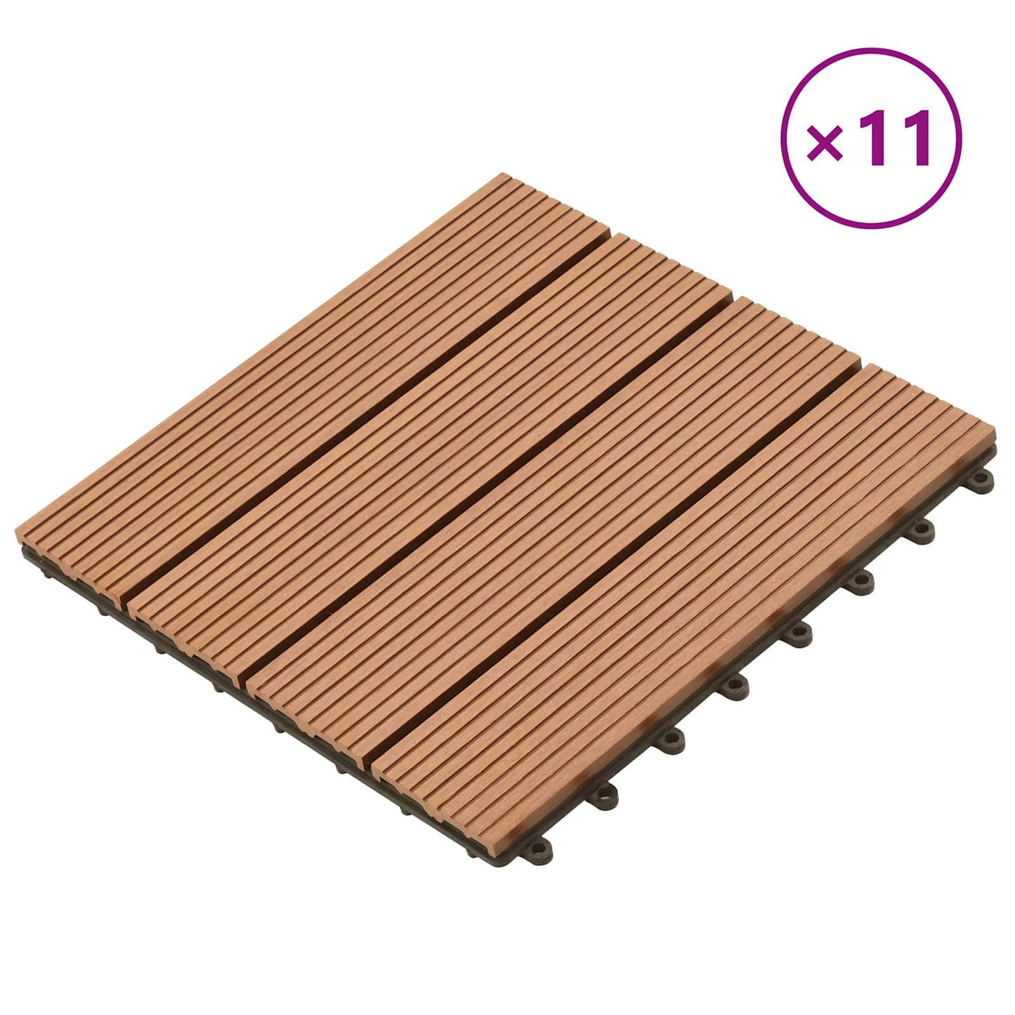 Decking Tile 11 pcs Brown 30 x 30 cm WPC