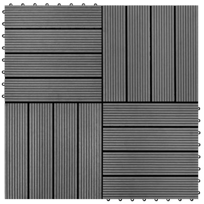Decking Tile 11 pcs Grey 30 x 30 cm WPC