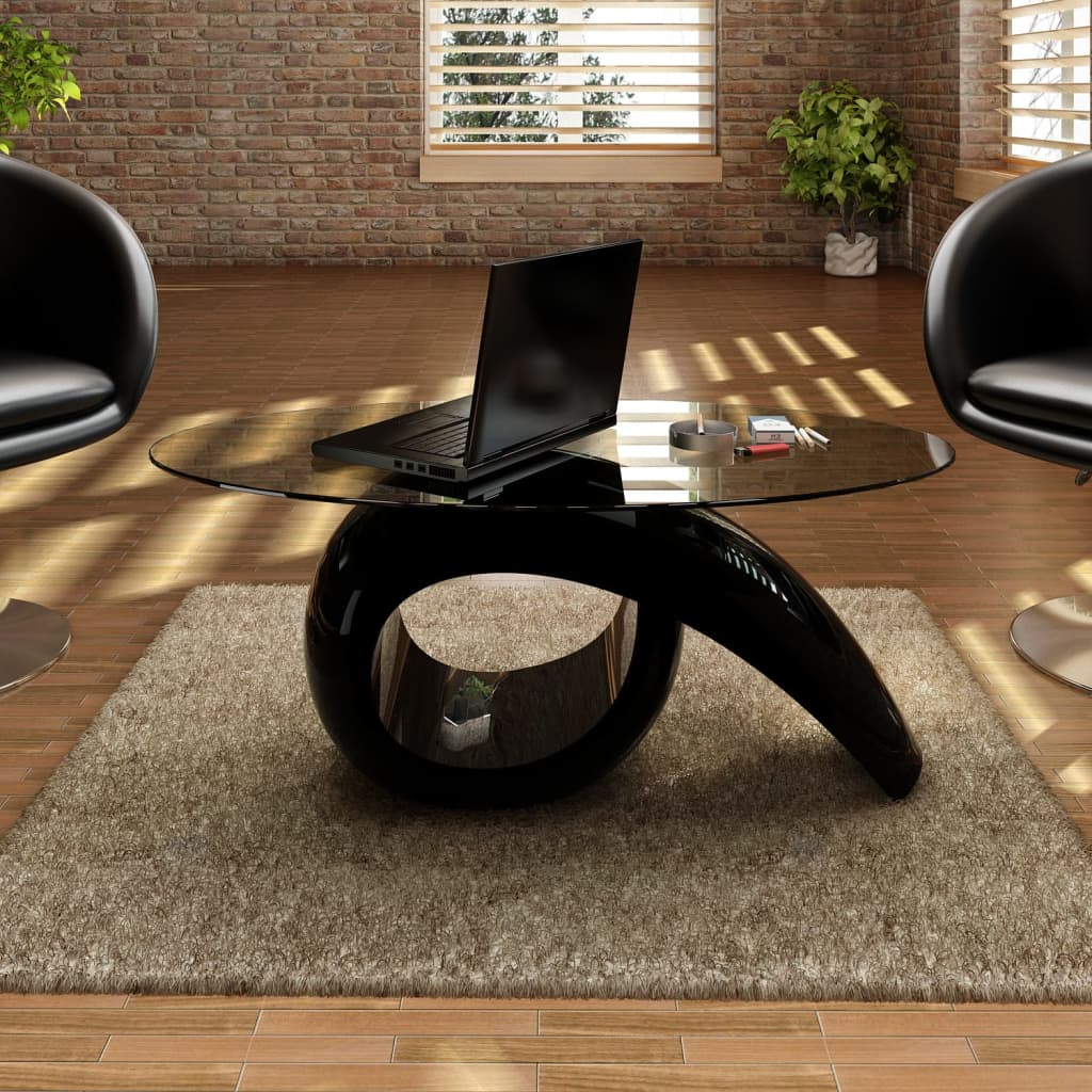 Coffee Table | High gloss black | Toughened glass, fiberglass | Modern