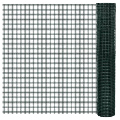 Chicken Wire Fence Galvanised with PVC Coating 25x1 m Green