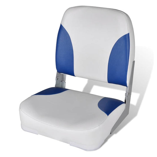 Boat Seat Foldable Backrest with Blue-white Pillow 41 x 36 x 48 cm