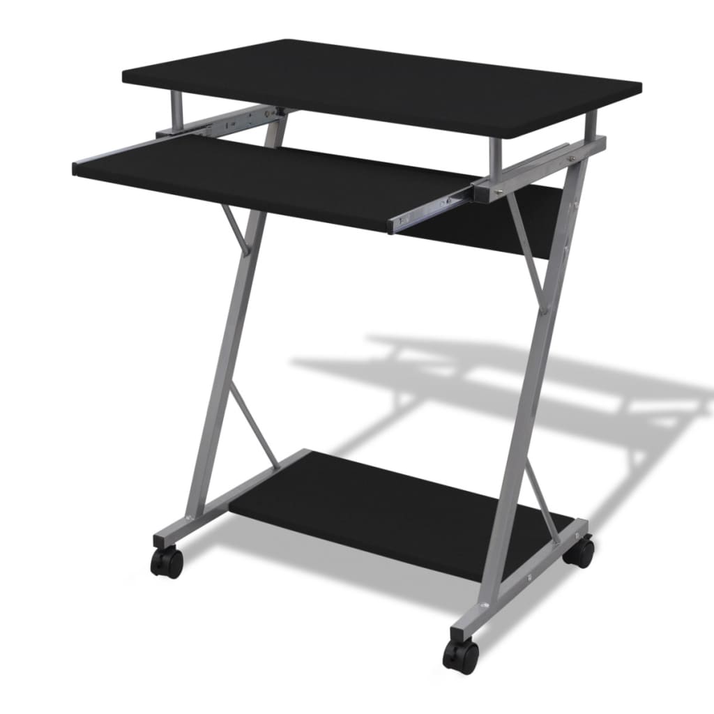 Computer Desk | Black | Particle Board, Powder-Coated Steel | Compact