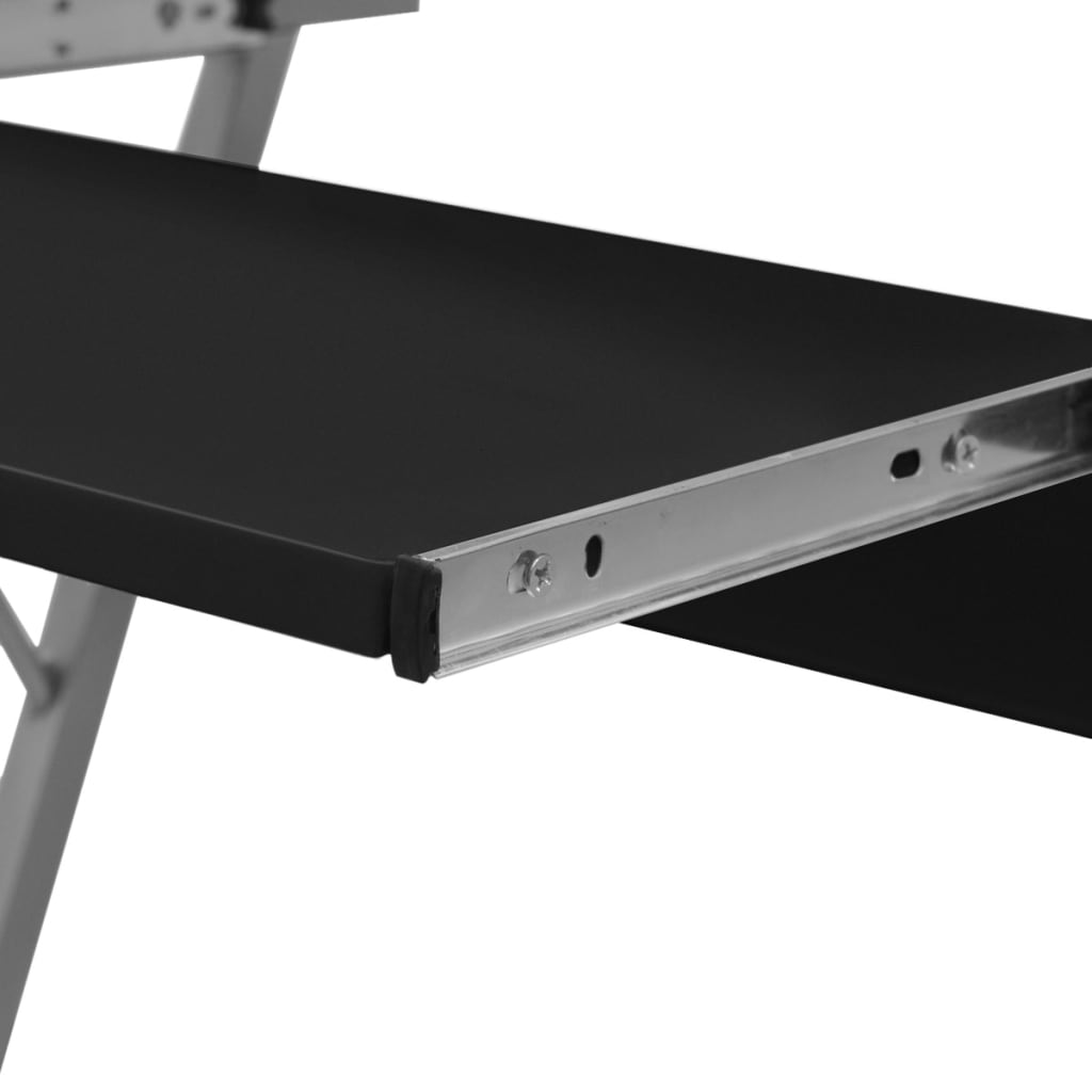 Computer Desk | Black | Particle Board, Powder-Coated Steel | Compact