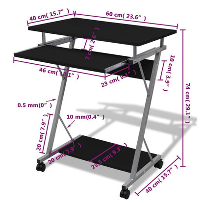 Computer Desk | Black | Particle Board, Powder-Coated Steel | Compact